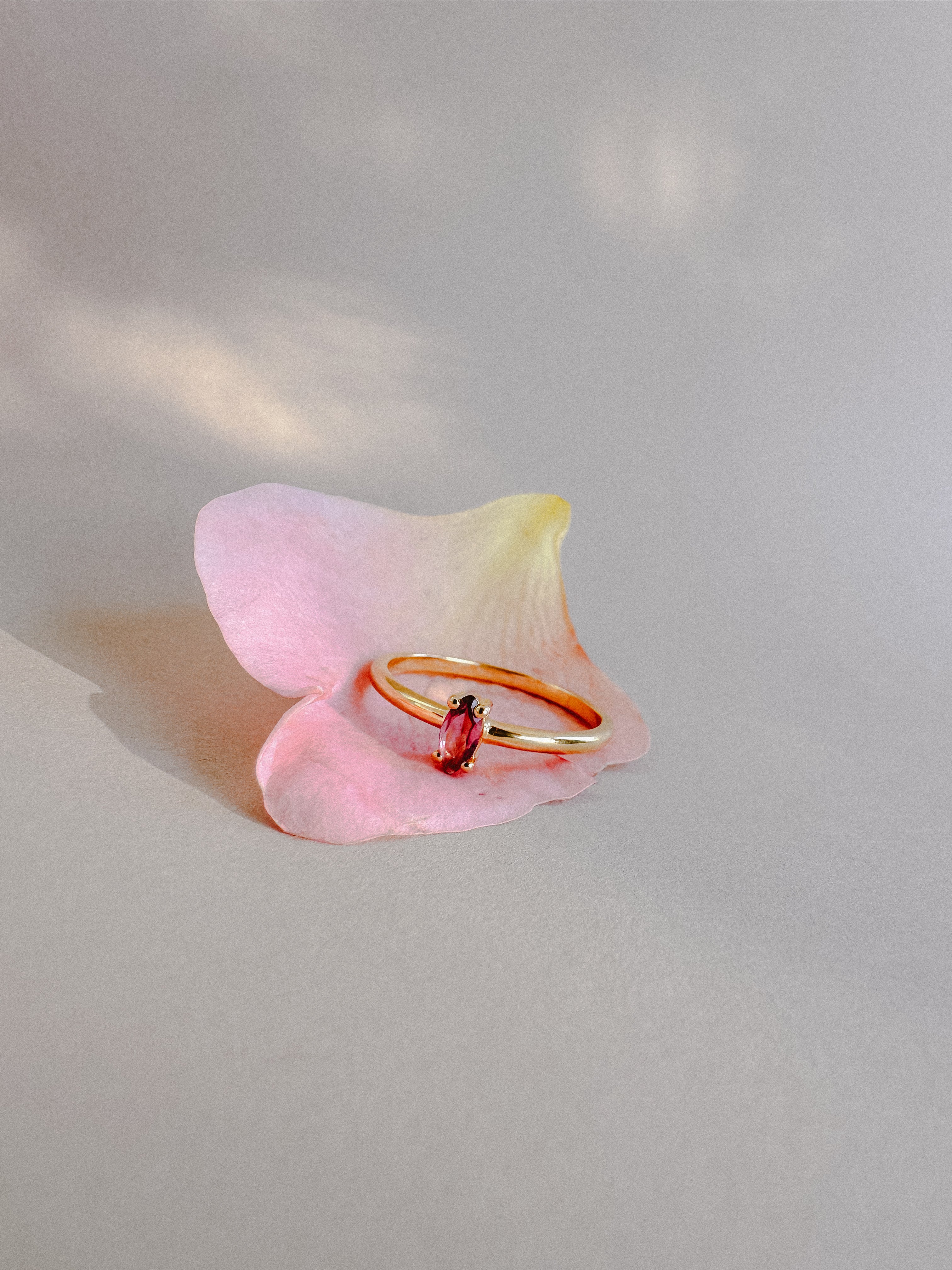 I am Loved ring stacking set - Pink Tourmaline 18K