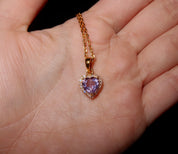 CLEO Necklace - Heartshaped Amethyst and Rainbow Moonstone 18K