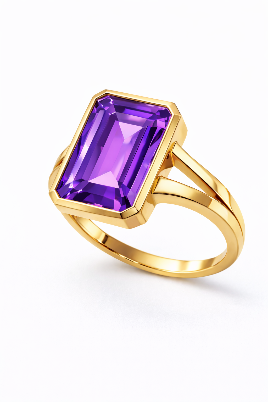 I am Grounded - Emerald cut Amethyst/Smokey Quartz 18K