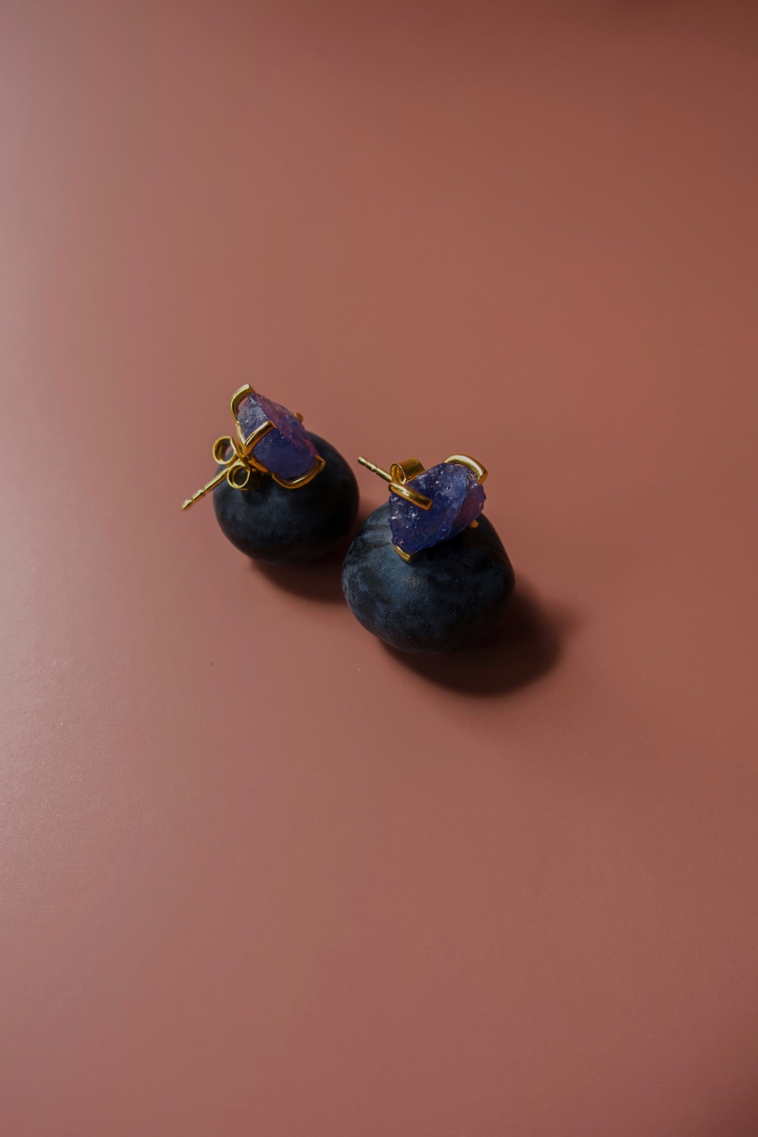 Violet Earrings - Raw Tanzanite 18K Gold Vermeil or Sterling Silver 925