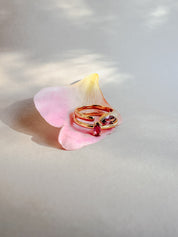 I am Loved ring stacking set - Pink Tourmaline 18K