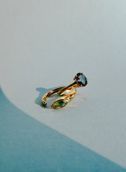 I am Connected ring stacking set - Mystic Topaz x Green Kyanite 18K