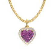 CLEO Necklace - Heartshaped Amethyst and Rainbow Moonstone 18K