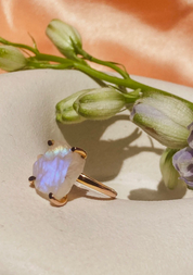 LUNE - Raw Moonstone Ring Gold Vermeil 18K/Sterling Silver 925