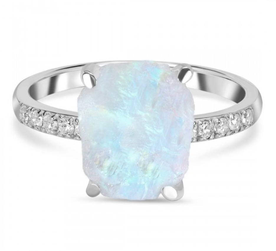 Stellar - Raw Moonstone & White Topaz 18K