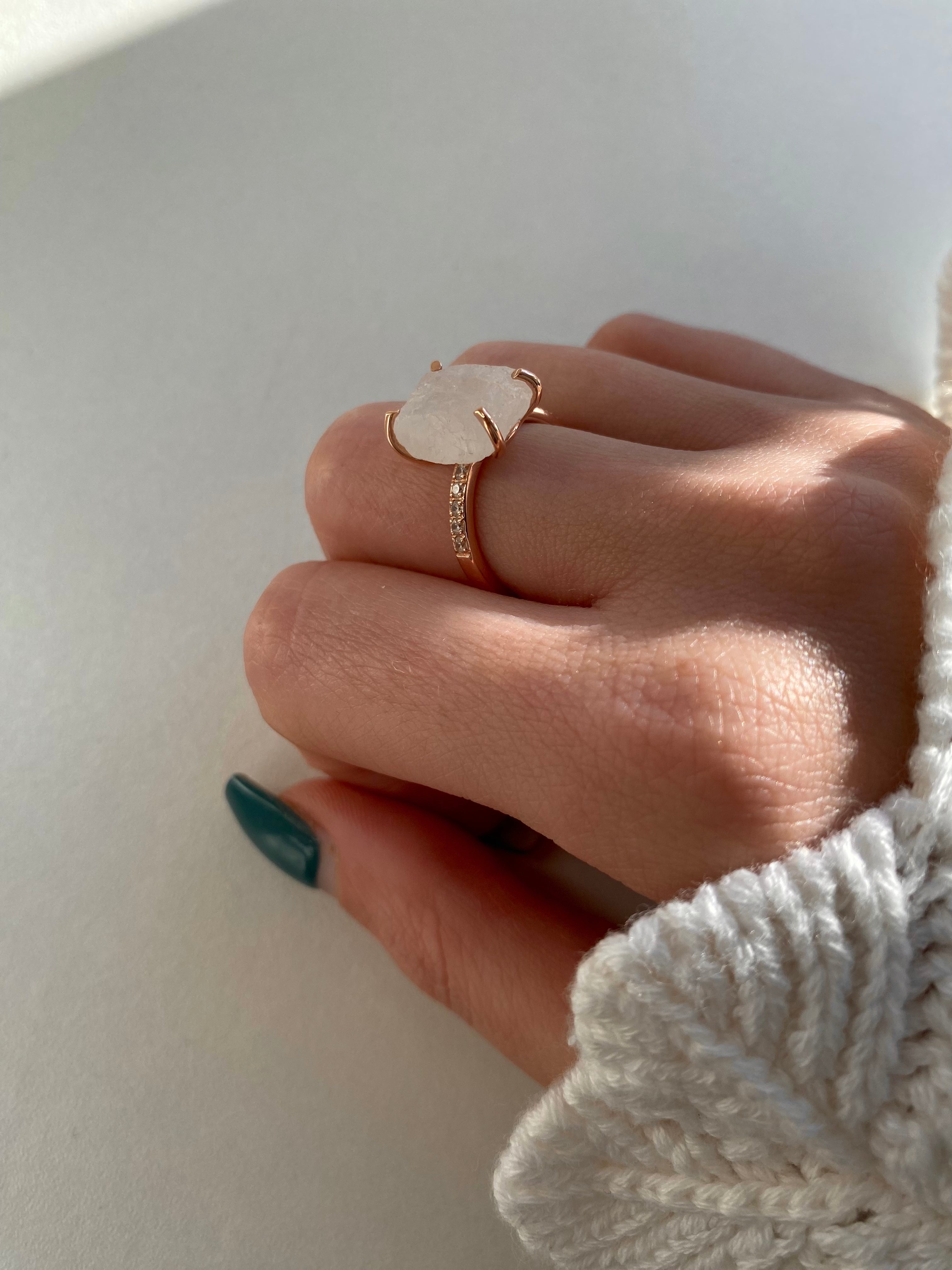 Stellar - Raw Moonstone & White Topaz 18K